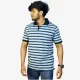 Men's Sky Blue Striped Polo Shirt | Classic Cotton Casual Wear